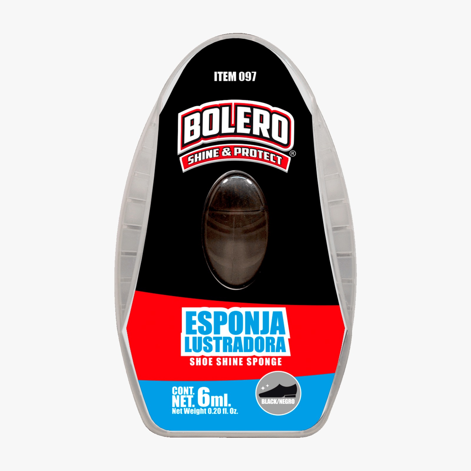 BOLERO ESPONJA LUSTRADORA CON RESERVA NEGRO PARA CALZADO 6 ML