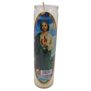 Caja de Veladora Vaso 395 Batido Etiqueta Metalizada San Judas Luz Divina